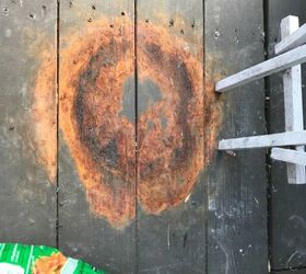 how do i remove a rust stain from a wooden deck