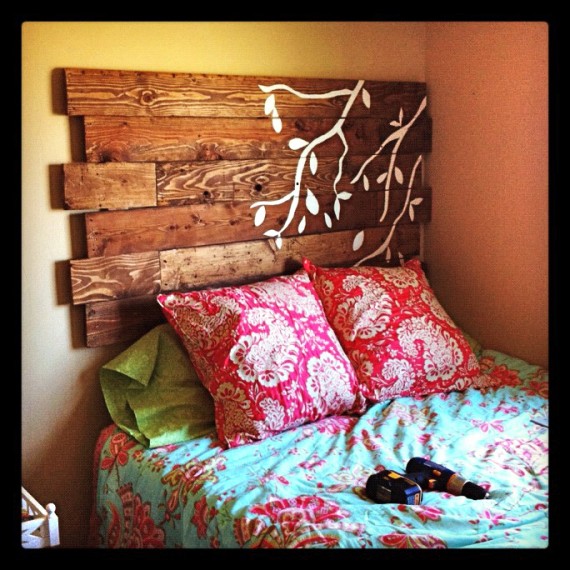 12 striking pallet bed projects for the perfect nights sleep, Create a Pallet Headboard