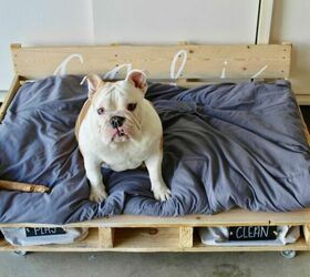 12 striking pallet bed projects for the perfect nights sleep, A Pallet Dog Bed with Wheels