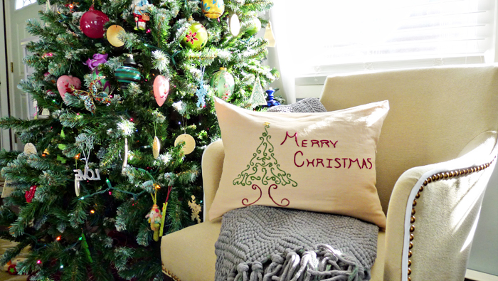 12 creative ways you can achieve the look you want using embroidery, A Festive Embroidered Pillow