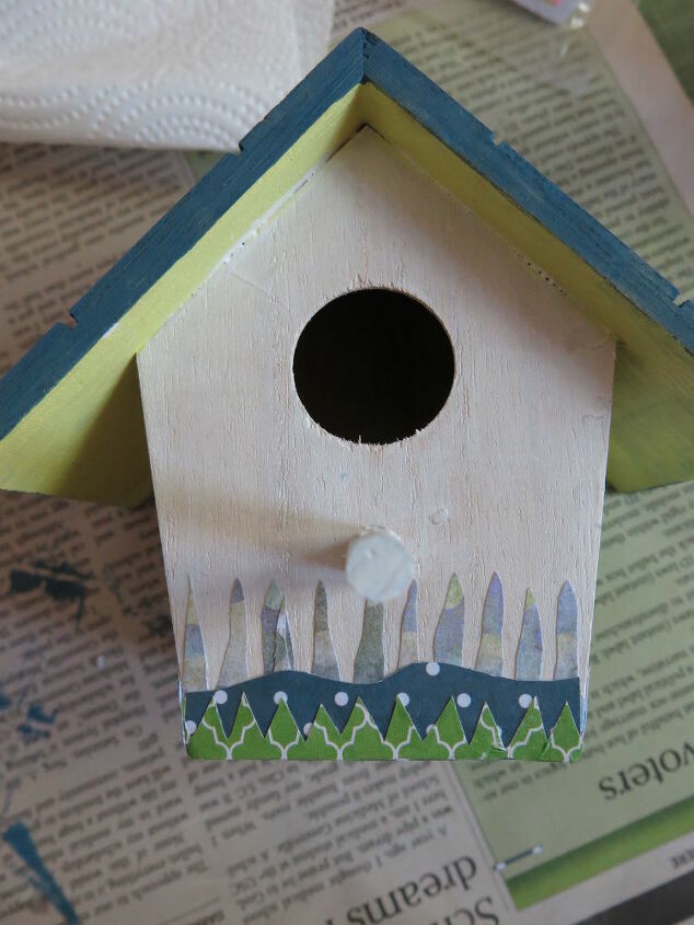 decorate a tiny birdhouse for spring decor