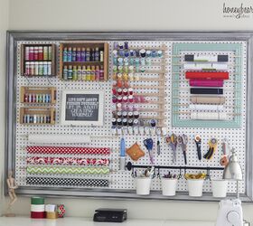 18 practical yet stylish diy pegboard ideas for the home, Super Organized Craft Room Pegboard