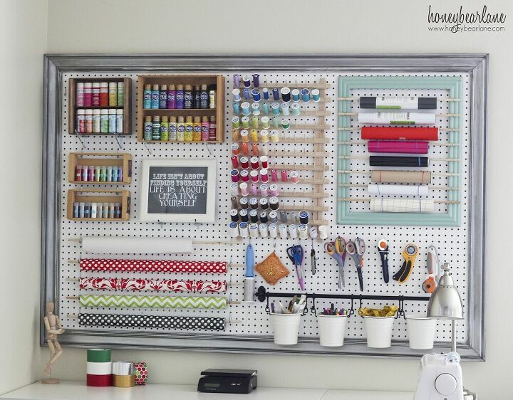 18 practical yet stylish diy pegboard ideas for the home, Super Organized Craft Room Pegboard