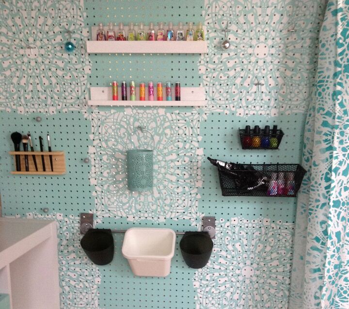 18 practical yet stylish diy pegboard ideas for the home, Custom Pegboard Shelves Add an Extra Layer of Organization