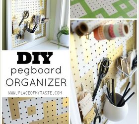 18 practical yet stylish diy pegboard ideas for the home, Cute Home Office Pegboard Organizer
