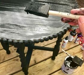 vintage coffee table transformation to boho beauty, Painting the table top