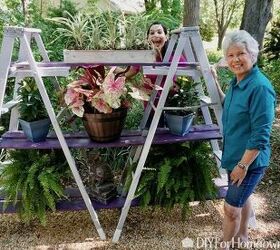 diy double a frame ladder outdoor plant stand