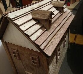 q how to refinish this thin wood doll house