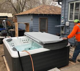hot tub privacy fence, Filling the spa