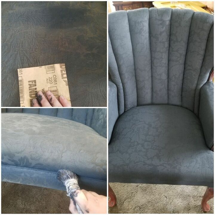 vdeo de una silla vintage pintada con tiza y dientes de len pintados a mano