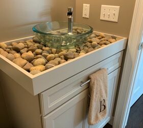 DIY River Rock Bathroom Counter and Vessel Sink