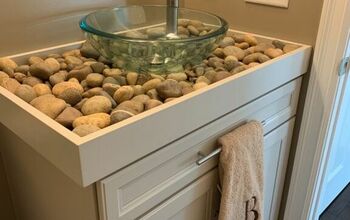 DIY River Rock Bathroom Counter and Vessel Sink