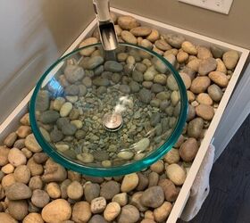 diy river rock bathroom counter and vessel sink