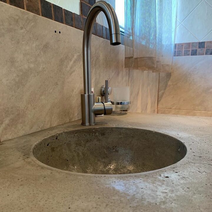 concrete bathroom vanity makeover, DIY Concrete Bathroom Sink