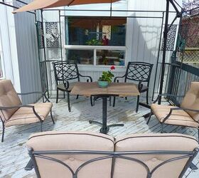 diy patio table for two, Or add more chairs for guests