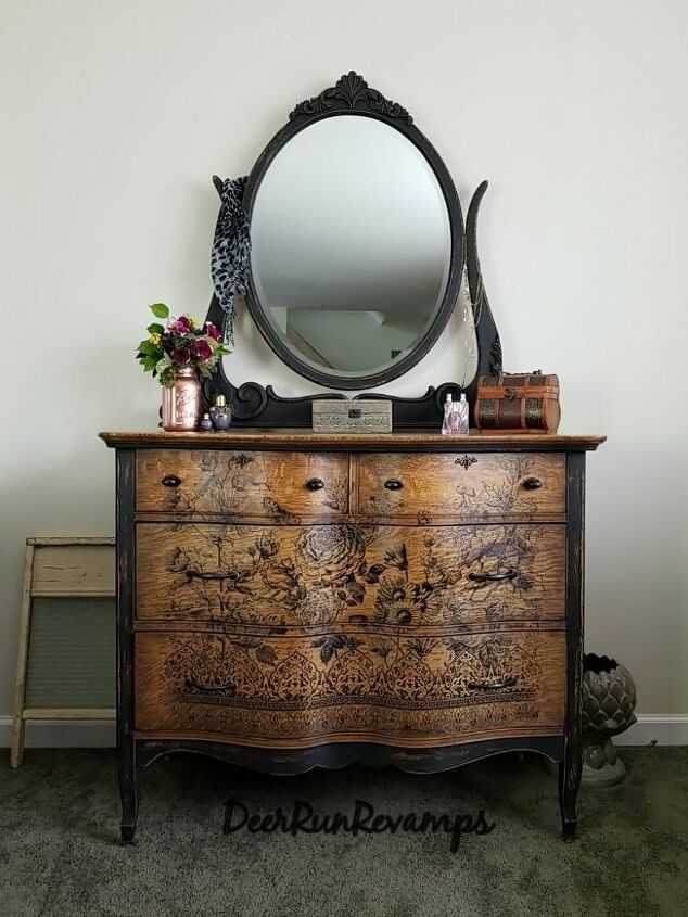 How To Update An Antique Serpentine Front Dresser Using A Transfer