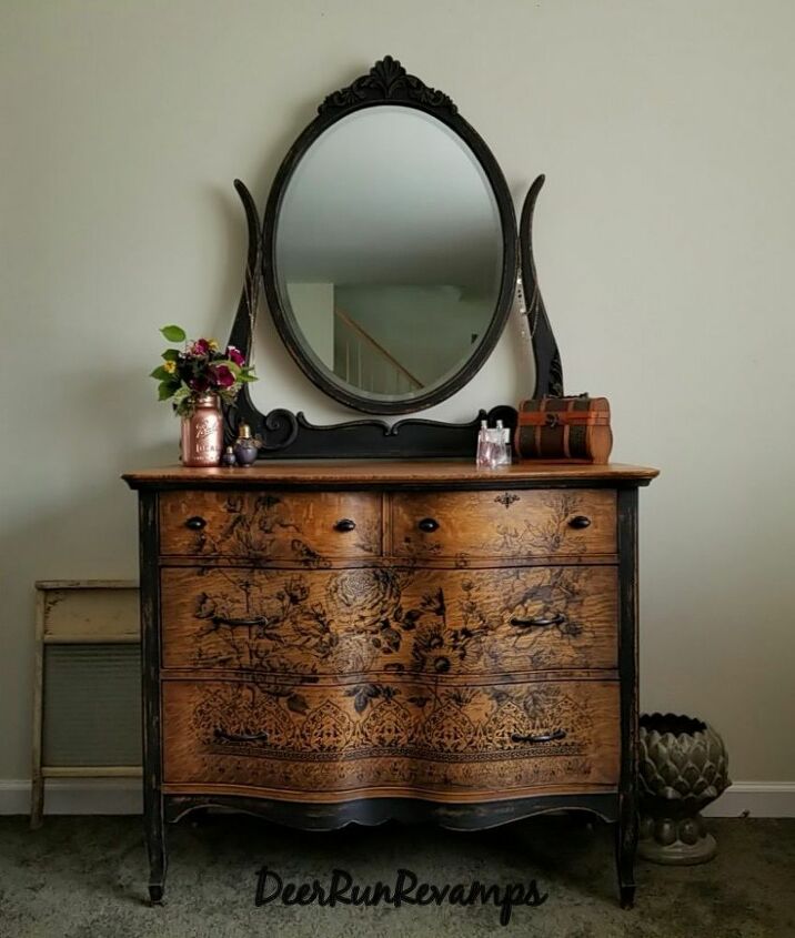How To Update An Antique Serpentine Front Dresser Using A Transfer