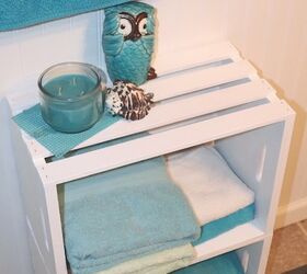 simple diy wooden crate shelf for our guest bathroom