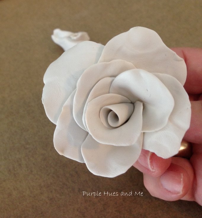 upcycle a thrift store vase with clay roses