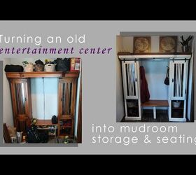 Entertainment Center Becomes Mudroom Storage/seating
