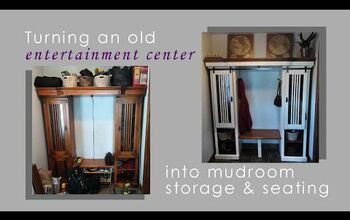 Entertainment Center Becomes Mudroom Storage/seating