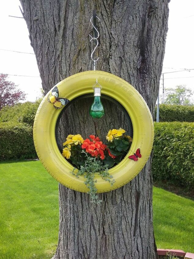 how to make a hanging tire planter