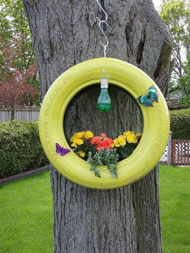 how to make a hanging tire planter
