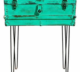 20 ways to use hairpin legs for industrial chic interiors, Distressed Industrial Storage Trunk with Vintage Iron Hairpin Table Legs