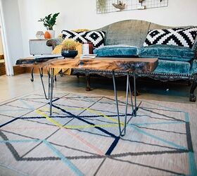20 ways to use hairpin legs for industrial chic interiors, Hairpin Leg Coffee Table with Live Edge Wood Top