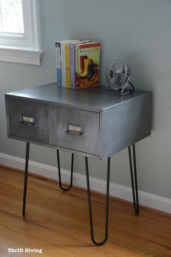 20 ways to use hairpin legs for industrial chic interiors, Vintage Metal Cabinet Makeover With Industrial Hairpin Legs