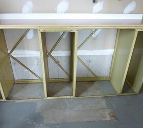 old metal shelf becomes new work bench, Cabinet door on top
