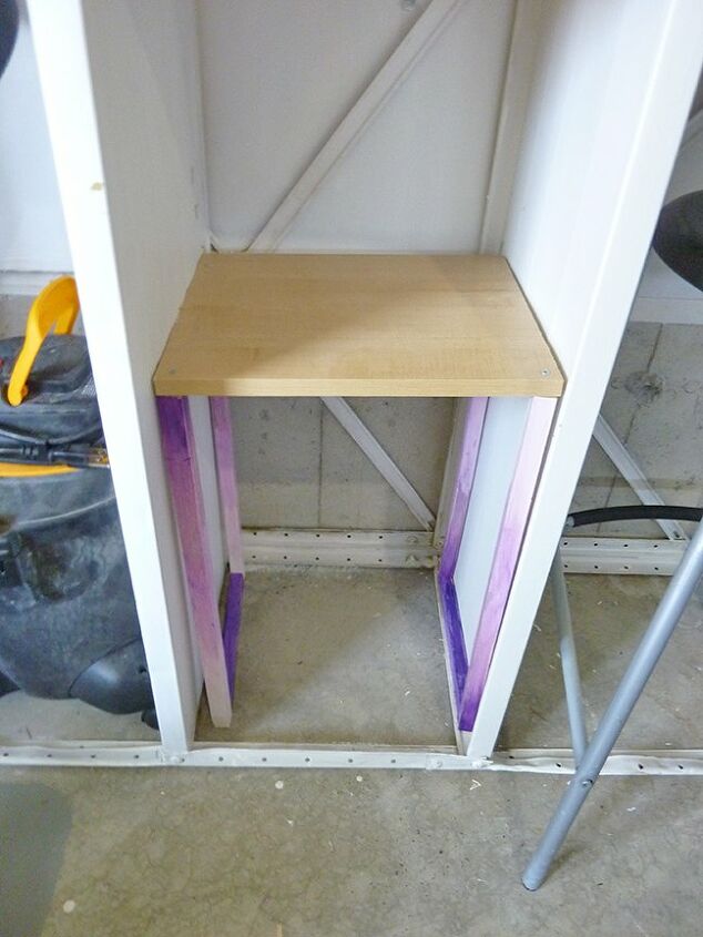 old metal shelf becomes new work bench, First shelf