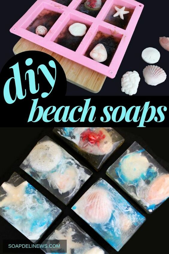 summer beach soap recipe with seashell embeds