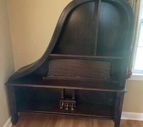 piano repurposed into a bookcase
