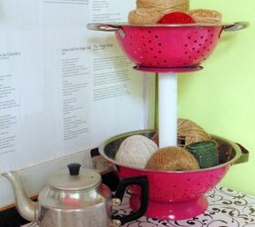 turn strainers into tiered stand storage