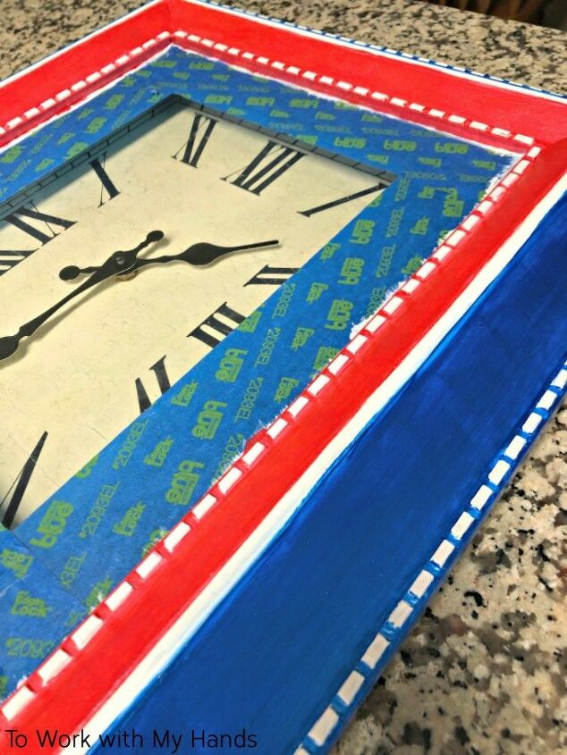 a boring thrift store clock gets dressed up for the 4th