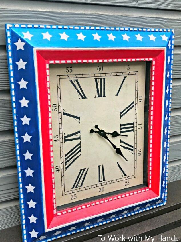 a boring thrift store clock gets dressed up for the 4th