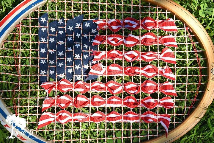 upcycled patriotic tennis racket