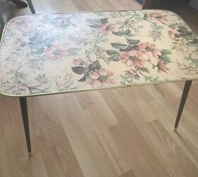 how to make a coffee table glamorous using glass mosaic tiles, Table before transformation