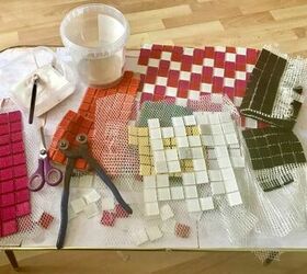 how to make a coffee table glamorous using glass mosaic tiles, Choosing varied tiles and colour palette