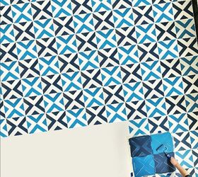 how to stencil a boho blue tile floor
