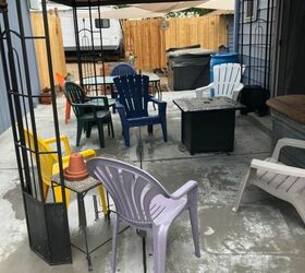 plastic chairs repainted into beautiful patio chairs, Finished