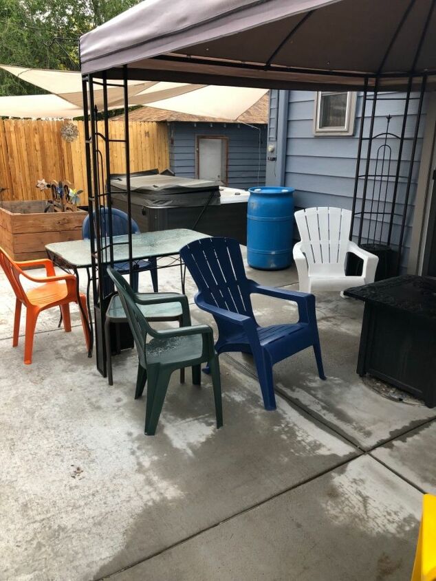 plastic chairs repainted into beautiful patio chairs, More colors