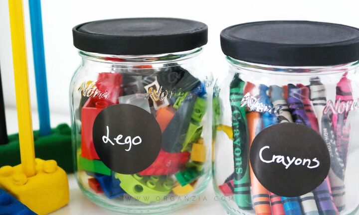 upcycled glass jars for storing those tiny toys