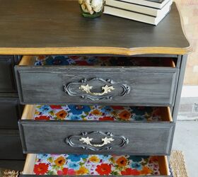 dresser redo with fun colorful drawer liner