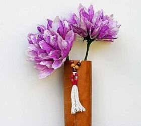 upcycled leather boho vase and giant paper flowers