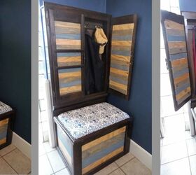 updating a 70 s style coat rack storage bench