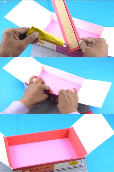 amazingly easy jewellery organizer from an empty cardboard sweet box