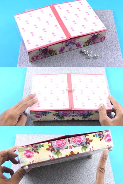 amazingly easy jewellery organizer from an empty cardboard sweet box