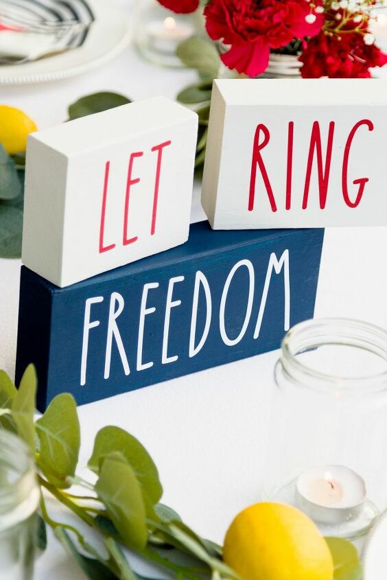 4th of july decorations diy, Let Freedom Ring block signs
